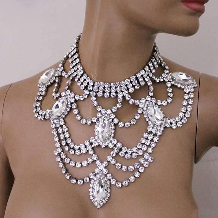 Luxury Crystal Water Rhinestone Necklace — Shop Sassy Chick Large Choker Necklace, Crystal Water, Large Necklace, Multi Layer Necklace, Trendy Necklaces, African Jewelry, Choker Collar, Crystal Necklace Pendant, Collar Jewelry