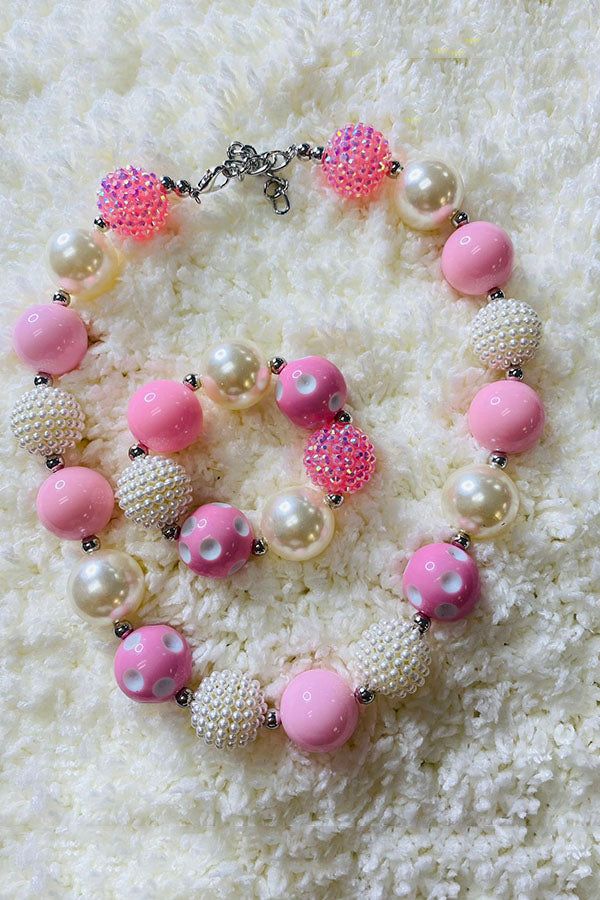 240348 Pink & Cream bubble girls necklace & bracelet sets Round Plastic Party Jewelry, Trendy Plastic Jewelry For Birthdays, Plastic Round Jewelry For Parties, Pink Plastic Jewelry For Birthday, Plastic Bead Jewelry For Birthday, Playful Round Beaded Jewelry, Playful Plastic Jewelry For Birthday, Plastic Round Beads Jewelry For Party, Party Jewelry With Round Plastic Beads