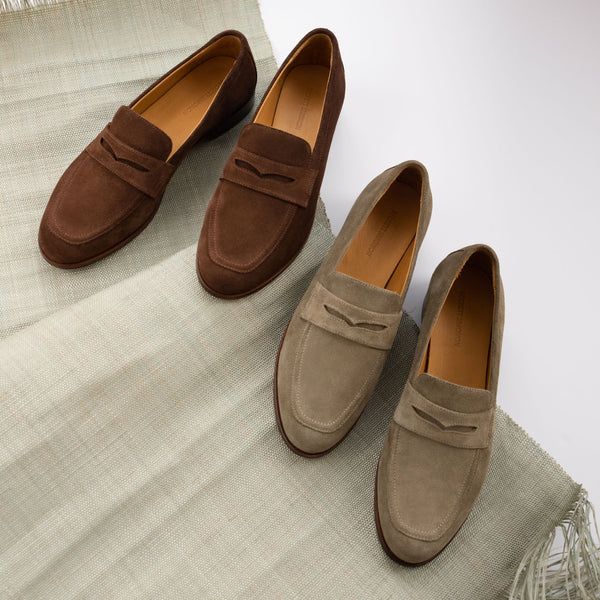 Siena Loafers - Suede - Women's Classic Beige Slip-ons For Fall, Beige Suede Summer Loafers, Summer Beige Suede Loafers, Beige Suede Loafers For Summer, Fall Workwear Suede Slip-ons, Summer Suede Loafers With Suede Lining, Classic Suede Summer Loafers, Classic Summer Suede Loafers, Suede Loafers With Suede Lining For Summer