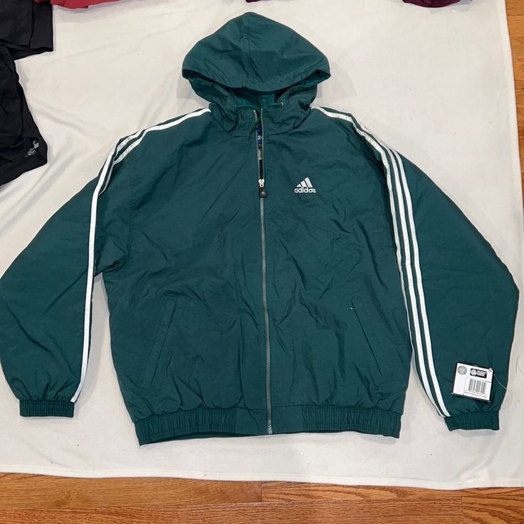 Brand New Adidas Insulated Winter Jacket. White Sport Coat For Fall Streetwear, Casual White Sport Coat For Streetwear, Sporty Hooded Sport Coat For Spring, Spring Sporty Hooded Sport Coat, Adidas Casual Hooded Jacket For Streetwear, Casual Adidas Hooded Jacket For Streetwear, White Winter Sport Coat For Streetwear, Adidas Green Outerwear For Streetwear, Spring Sportswear Hooded Jacket For Streetwear