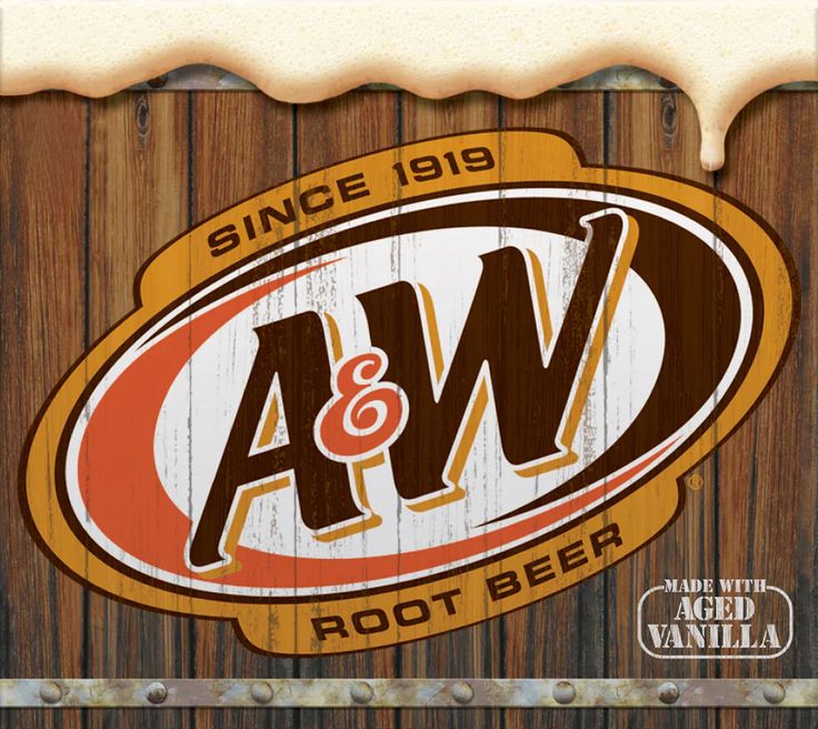 an advertisement for root beer on a wooden wall with the word's and w