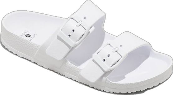 White Trendy Slip-on Jelly Sandals, White Slip-on Jelly Sandals For Summer, White Slip-on Jelly Sandals For Beach, Casual White Synthetic Jelly Sandals, Casual Synthetic Jelly Sandals For Beach, Casual Synthetic Jelly Sandals For Vacation, White Non-slip Flat Jelly Sandals, Non-slip White Flat Jelly Sandals, Casual Slip-on Jelly Sandals For Beach