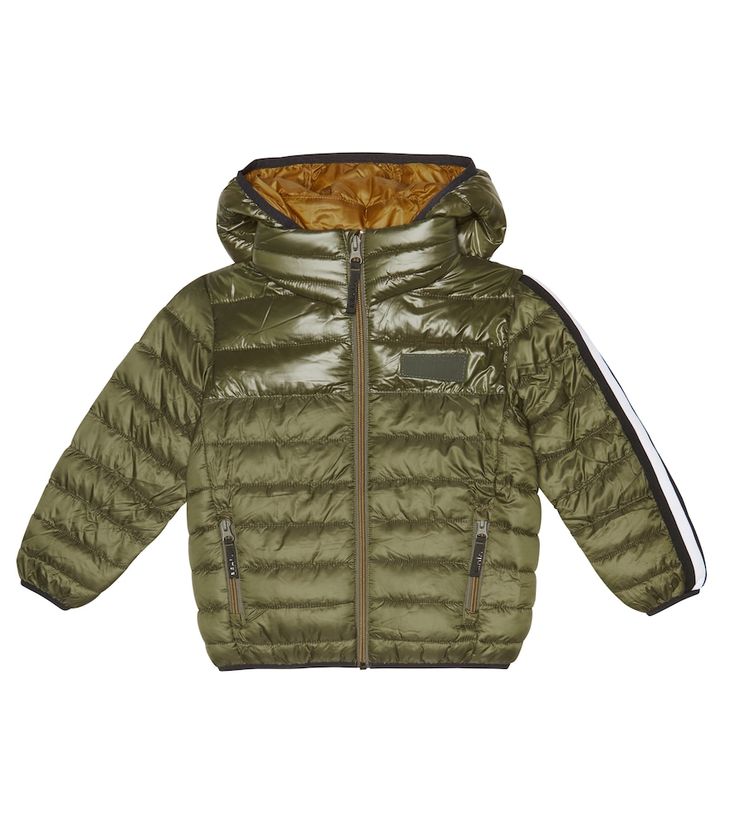 Molo's Hao jacket is made from quilted and padded ripstop with a snug hood. In khaki green, it has a sporty striped sleeve and spacious zipped pockets. | Molo Hao puffer jacket Sporty Quilted Hooded Puffer Jacket, Sporty Puffer Jacket With Ribbed Cuffs For Outdoor Activities, Nylon Puffer Jacket With Ribbed Cuffs For Outdoor Activities, Quilted Sporty Puffer Jacket For Winter, Outdoor Puffer Jacket With Ribbed Cuffs, Sporty Hooded Quilted Jacket For Outdoor, Sporty Quilted Nylon Puffer Jacket, Sporty Hooded Quilted Jacket For Fall, Sporty Quilted Puffer Jacket For Winter