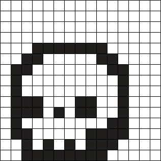 a black and white skull is shown in the middle of a cross stitched pattern