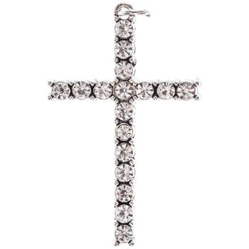 Create a stunning jewelry piece with Rhinestone Cross Pendant. This beautiful pendant is metal in construction with a beautiful cross shape and beautiful, glitzy rhinestones. String it onto a chain to create a pretty necklace for your favorite outfit! Details: Length: 1 1/2" Width: 15/16" Metal Color: Antique SIlver Card contains 1 pendant. Crystal Rhinestone Cross Pendant Jewelry, Crystal Cross Pendant With Rhinestones, Crystal Cross Pendant Jewelry With Rhinestones, Crystal Rhinestone Cross Jewelry, Crystal Cross Jewelry With Rhinestones, Diamond Cross Jewelry With Rhinestones, Cross-shaped Diamond Jewelry With Rhinestones, Silver Cross Jewelry With Rhinestones, Diamond White Crystal Cross Pendant Jewelry