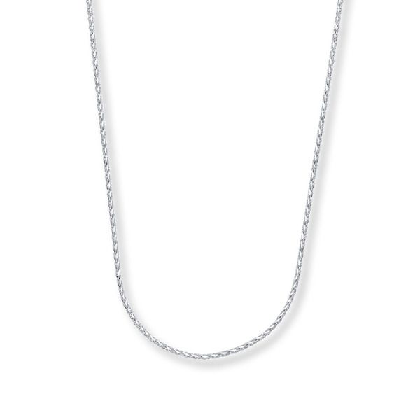 This elegant 14K white gold wheat chain necklace for her measures 16 inches in length and secures with a lobster clasp. Jewelry Education, Jewelry Advice, Jared The Galleria Of Jewelry, Necklace For Her, White Gold Chains, Kay Jewelers, Accessories Jewelry Necklace, Cultured Pearls, Necklace Designs