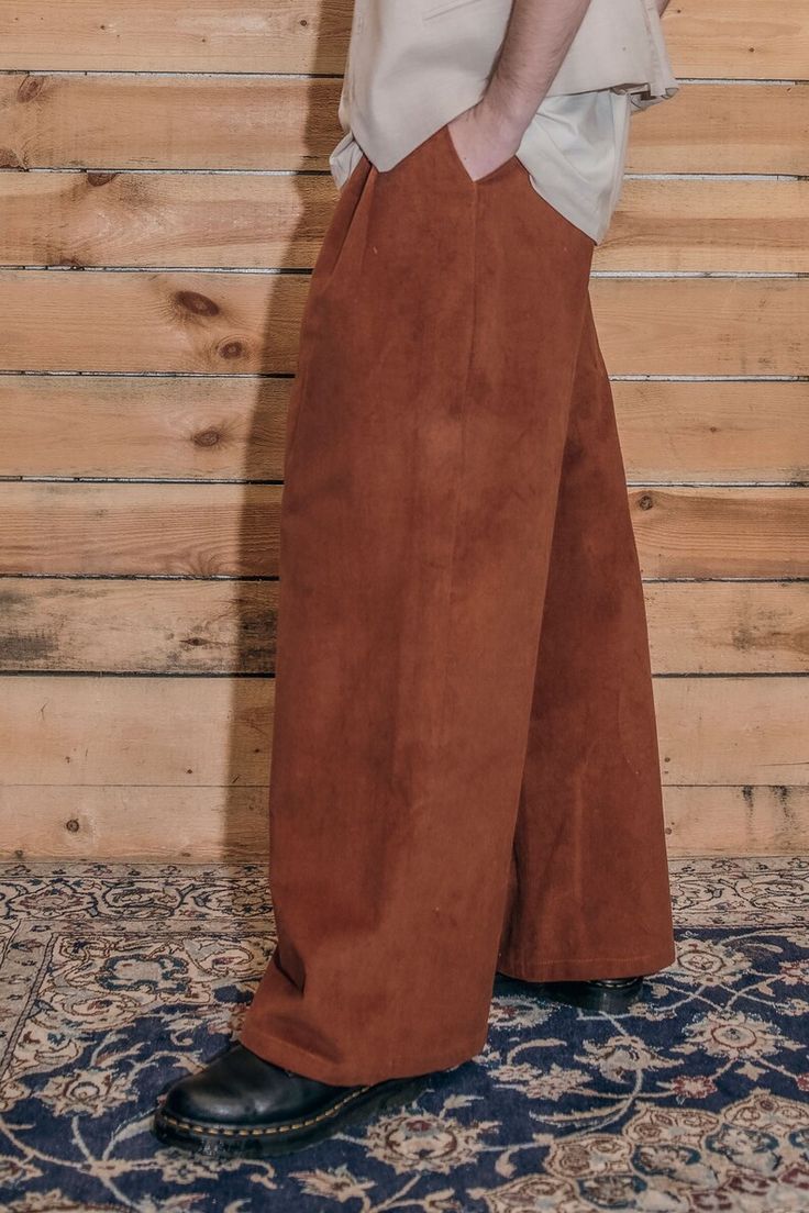 Brown Corduroy Wide Leg Pants Men Brown Palazzo Pants Autumn - Etsy Vintage Wide Leg Pants For Winter, Vintage Brown Corduroy Bottoms, Retro Brown Pants For Fall, Vintage Full Length Bottoms For Winter, Vintage Full-length Winter Pants, Retro Corduroy Bottoms For Winter, Brown Full Length Corduroy Pants, Retro Corduroy Winter Bottoms, Winter Retro Corduroy Bottoms