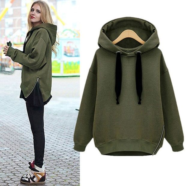 Womens Warm Coat Hoodie Parka Overcoat Long Jacket Zip Hem Sweatshirt Outerwear Casual Green Winter Outerwear, Casual Hooded Jacket For Winter, Oversized Green Hoodie With Double-lined Hood, Casual Winter Hooded Jacket, Trendy Long Sleeve Hoodie For Outdoor, Green Oversized Sweatshirt With Pockets, Oversized Green Sweatshirt With Pockets, Oversized Green Casual Hoodie, Green Fleece Hoodie With Pockets