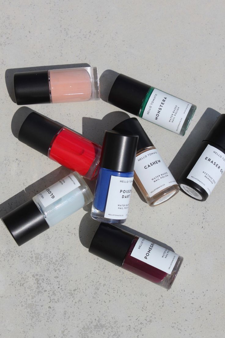 Utilizing a water-based formula, Hello Tomato's collection of nail colors caters to those with sensitive skin, providing a luxurious and lasting experience. With a specialized brush for precise application, this high-performance line boasts a 3-5 day wear time. 10mL | 0.33 Fl oz. Made in USA Free of toxic chemicals and common irritants - Vegan and Cruelty free. Nail Polish Bottle Design, Nail Polish Packaging, Oil Image, Pantry Gifts, Lip Repair, Nail Polish Bottle, Soften Lips, Cracked Lips, Nail Polish Bottles