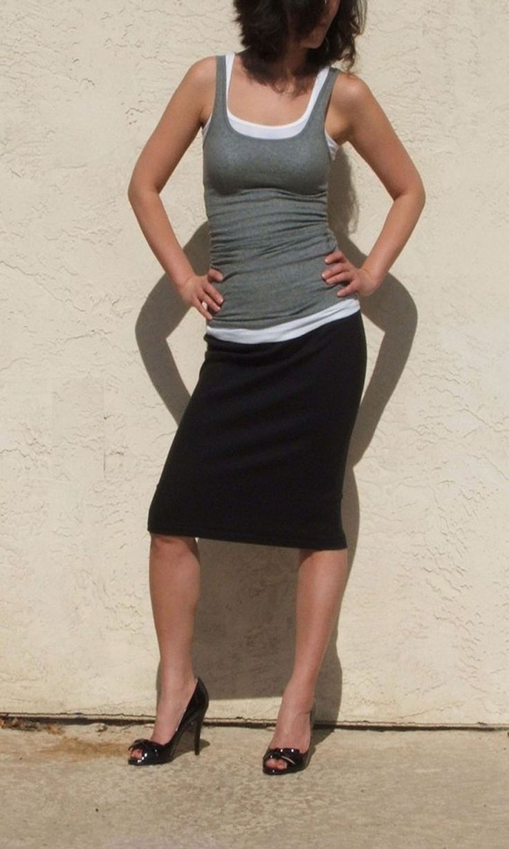 "Everyday Black Pencil Skirt has been the best seller season after season for reason It is made of high quality knit jersey fabric with wonderful stretch Elastic waist is built for easy pull up Fit is just amazing as many customers praise You can style it for office or everyday casual skirt It all adds up to a wardrobe classic that you'll wear and wear We now have plus sizes available -Fitted fit ( fits like glove as customers describe) -Drops below knees -Waist sits below naval -Pull on waist w Casual Stretch Pencil Skirt, Casual Long Stretch Skirt, Casual Stretch Mini Pencil Skirt, Casual Stretch Pencil Skirt For Summer, Casual Summer Stretch Pencil Skirt, Summer Casual Stretch Pencil Skirt, Casual Stretch Lined Skirt, Versatile Stretch Midi Skirt, Versatile Solid Color Pencil Skirt