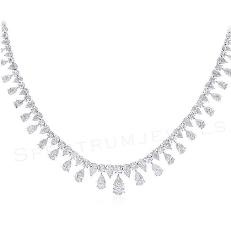 Natural H/SI Pear Round Diamond Collar Necklace 18k White Solid Gold 41.44 Ct. Formal Pear-shaped Diamond Necklace, Diamond White Platinum Necklace In Pear Shape, Platinum Pear-shaped Necklace In Diamond White, Fine Jewelry Platinum Pear-shaped Diamond Necklace, Pear-shaped Platinum Necklace In Diamond White, Platinum Pear-shaped Diamond White Necklace, Platinum Necklaces With Diamond Accents, Pear-shaped, Luxury Platinum Pear-shaped Necklace, Platinum Pear-shaped Diamond Necklace