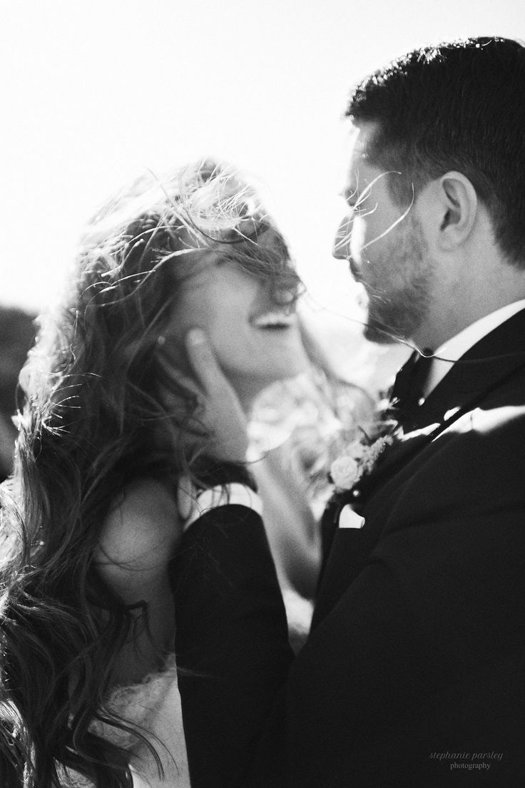 black and white photograph of a bride and groom