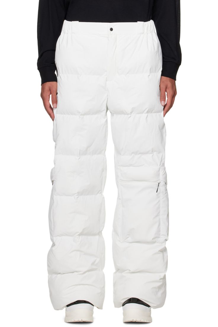 RAINS: White Harbin Cargo Pants | SSENSE Winter Functional Parachute Pants With Cargo Pockets, Functional Winter Parachute Pants With Cargo Pockets, Winter Utility Nylon Parachute Pants, Winter Nylon Parachute Pants For Streetwear, White Winter Cargo Pants With Pockets, Winter Nylon Cargo Pants For Outdoor Activities, Functional Nylon Parachute Pants For Winter, White Parachute Pants With Pockets For Outdoor Activities, Winter Nylon Parachute Pants With Pockets