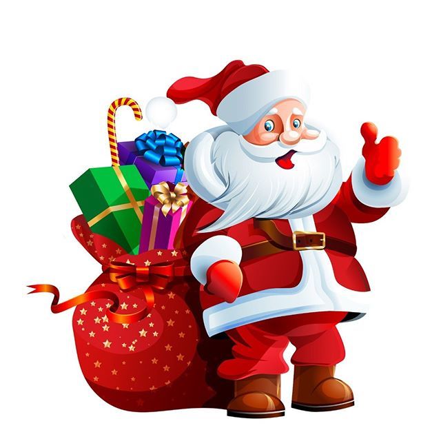 an image of santa claus with gifts for $ 2 95 each and the same color scheme