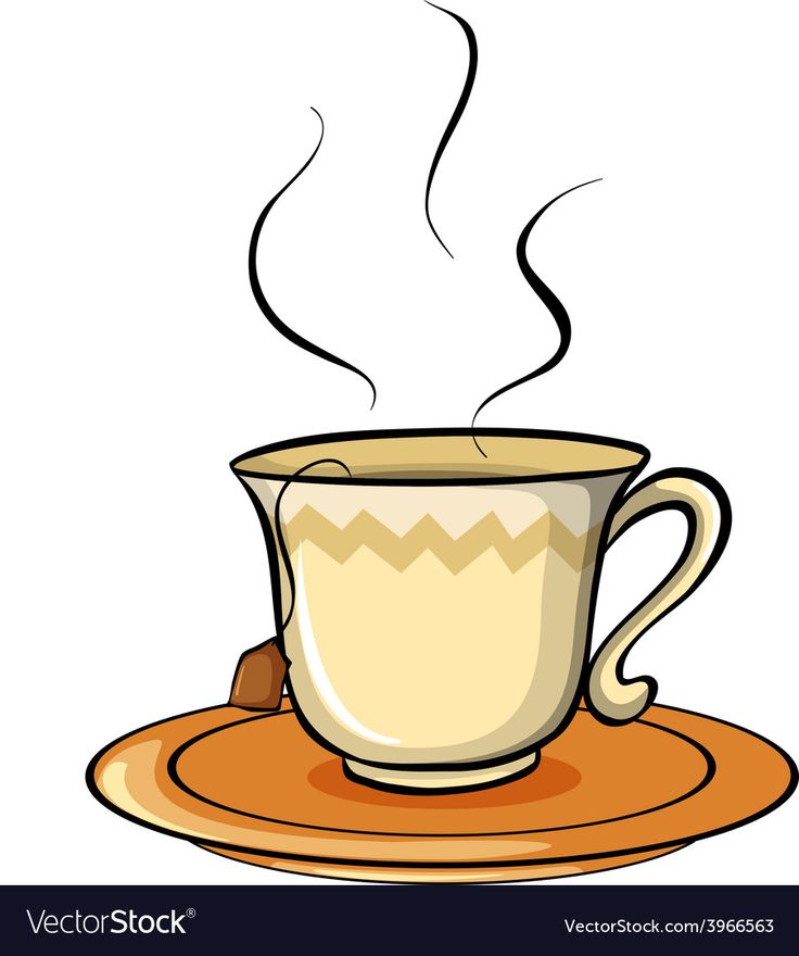 a coffee cup on a saucer with steam coming out of the top and bottom