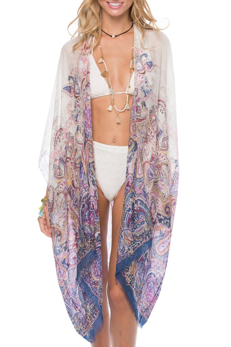 Our Kimono wrap in Fairytale Paisley will sweep you off your feet. The versatility of this piece will make for the perfect addition to your wardrobe. Wear it over your swim suit of pair it with an A La Slip for the perfect beachy look. One-Size fits most. 60% Modal/ 40% Viscose - Luxury Collection Pool to Party label SALE ITEMS ARE FINAL SALE Paisley Kimono, Party Labels, Kimono Wrap, Luxury Collection, Swim Suit, Beautiful Outfits, Sale Items, Final Sale, Fairy Tales