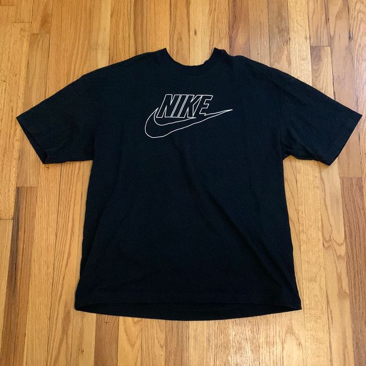 Nike T Shirt, Size M. Never Worn Black Nike Cotton T-shirt, Black Logo Print T-shirt With Short Sleeves, Black Short Sleeve T-shirt With Logo Print, Black Short Sleeve T-shirt With Logo, Nike T-shirt With Text Print And Crew Neck, Nike Cotton Crew Neck Shirt, Nike Graphic Tee With Text Print, Black Crew Neck T-shirt With Logo Print, Nike Relaxed Fit Logo Print Tops