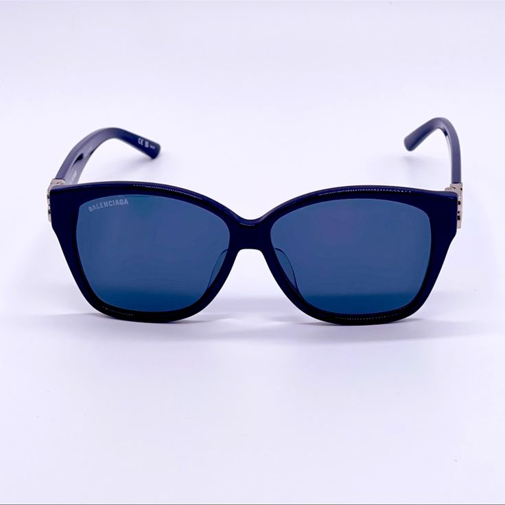 Brand New Authentic Beautiful Sunglasses Elegant Blue Sunglasses With Mirrored Lenses, Elegant Blue Polarized Sunglasses, Classic Blue Glass Sunglasses, Chic Blue Square Frame Sunglasses, Chic Blue Sunglasses For Formal Occasions, Elegant Blue Tinted Sunglasses, Luxury Blue Sunglasses With Uva Protection, Classic Blue Sunglasses For The Beach, Elegant Blue Sunglasses With Uv Protection