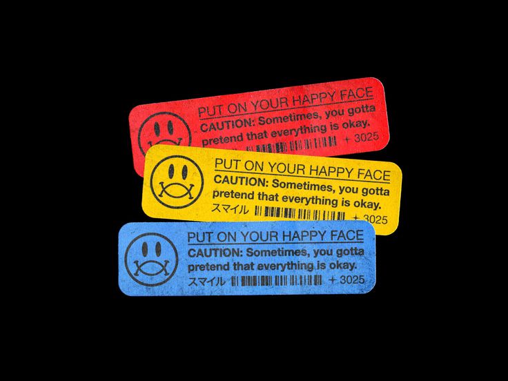 three different colored tags with smiley faces and the words button your happy face on them