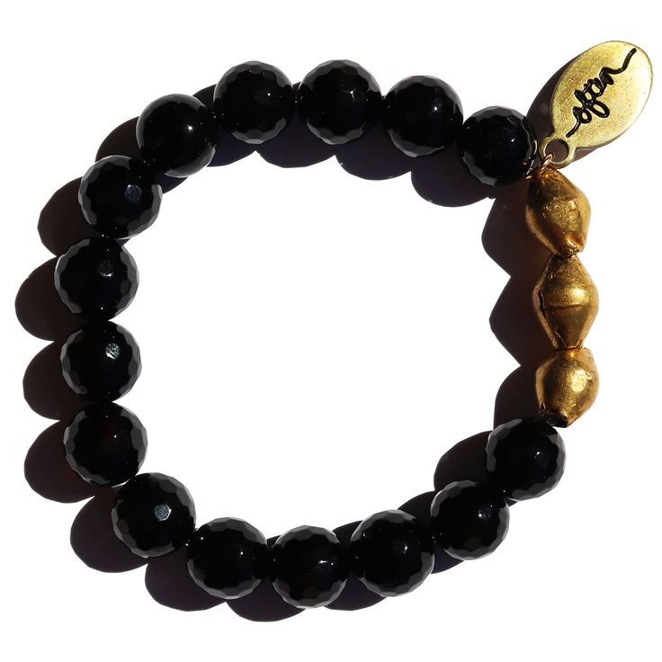 Harness the power of Black Onyx by wearing this bracelet alone or stack in multiples for a boost! A beautiful bracelet to add to your collection for a little sparkle and dimension. A powerful protection stone, Black Onyx absorbs and transforms negative energy while aiding the development of physical and emotional strength — especially in times of stress or grief. Black Spiritual Stretch Bracelet With Polished Beads, Spiritual Beaded Obsidian Bracelets, Black Spiritual Jewelry With Faceted Beads, Adjustable Onyx Beaded Bracelets With Polished Beads, Spiritual Black Onyx Crystal Bracelet, Black Spiritual Bracelet With Faceted Beads, Black Spiritual Beaded Bracelets With Polished Beads, Black Onyx Beaded Bracelets For Healing, Spiritual Black Polished Beaded Bracelets