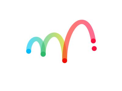 the logo for mcdonald's is shown in rainbow colors, with an arrow pointing to it