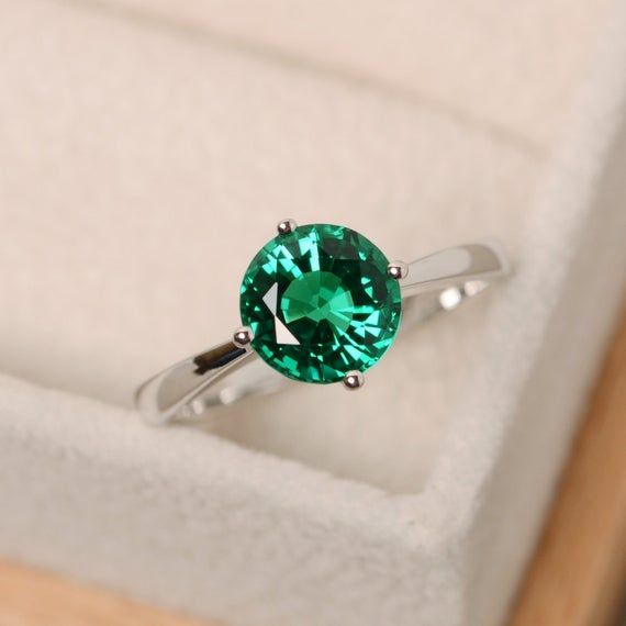 Green Topaz Ring In Sterling Silver, Green Topaz Sterling Silver Ring In Fine Jewelry Style, Green Topaz Sterling Silver Ring, Emerald Solitaire Ring For Promise, Green Sterling Silver Topaz Ring, Classic Emerald Ring For Promise, Classic Solitaire Diamond Ring For May Birthstone, Emerald Ring With Brilliant Cut For Promise, Green Emerald Ring With Brilliant Cut For Promise