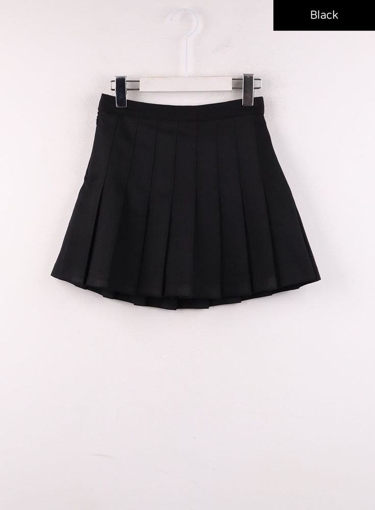 solid-skater-skirt-ij430 / Black Pleated High Waist Mini Skirt For School, High Waist Pleated Mini Skirt For School, Pleated School Uniform Skirt, Solid Pleated School Uniform Skirt, School Uniform Style Pleated Mini Skirt, Solid Color Pleated Tennis Skirt For Summer, Solid Color Summer Tennis Skirt With Pleated Hem, Fitted Skirt For School, Trendy Pleated Mini Skirt For School