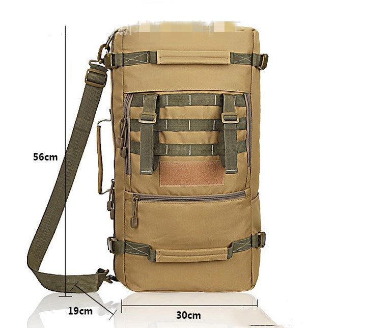 the back side of a backpack with straps and pockets on it, showing measurements for the shoulder strap