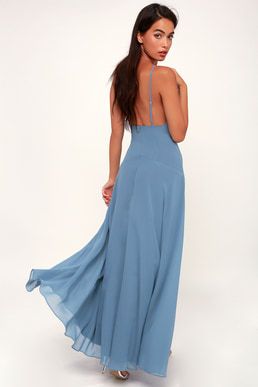 Lovely Still Slate Blue Sleeveless Maxi Dress Flare Maxi Skirt, Perfect Bridesmaid Dress, Bridesmaid Dressing Gowns, Latest Fashion Dresses, Long Dress Casual, Backless Maxi Dresses, Maxi Dress Formal, Mini Sweater Dress, Long Black Dress