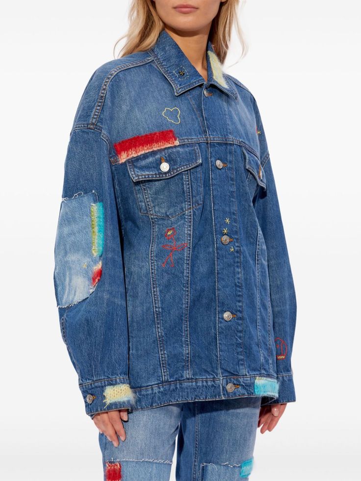 Marni Джинсовая Куртка - Farfetch Textiles Fashion, Welt Pockets, Flap Pocket, Welt Pocket, Denim Jeans, Denim Jacket, Textiles, Long Sleeves, Collar