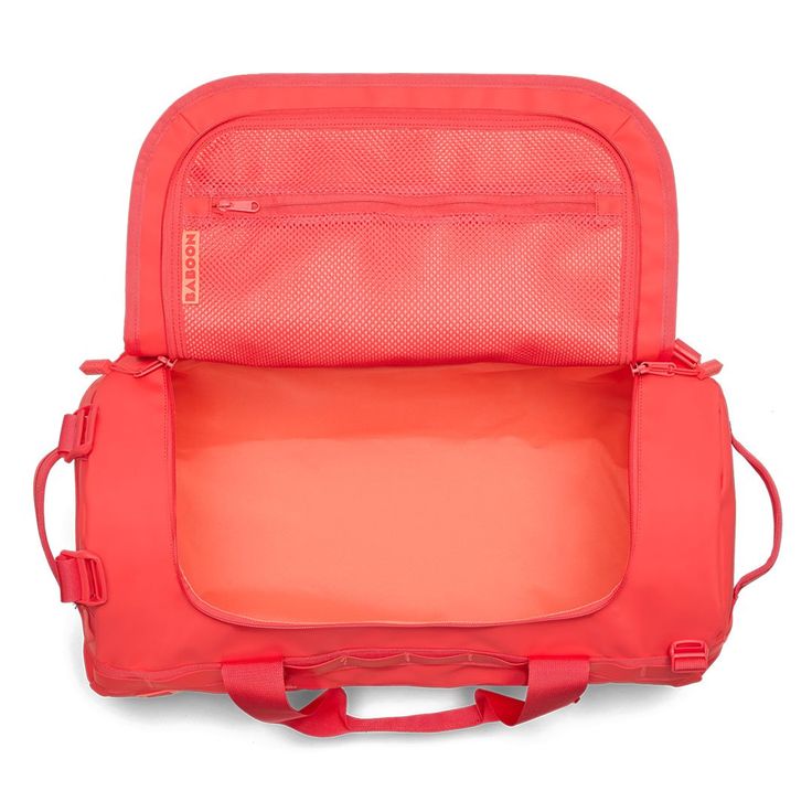 an orange backpack with straps on it