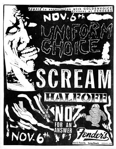 the poster for scream's upcoming show is shown in black and white, with handwritten