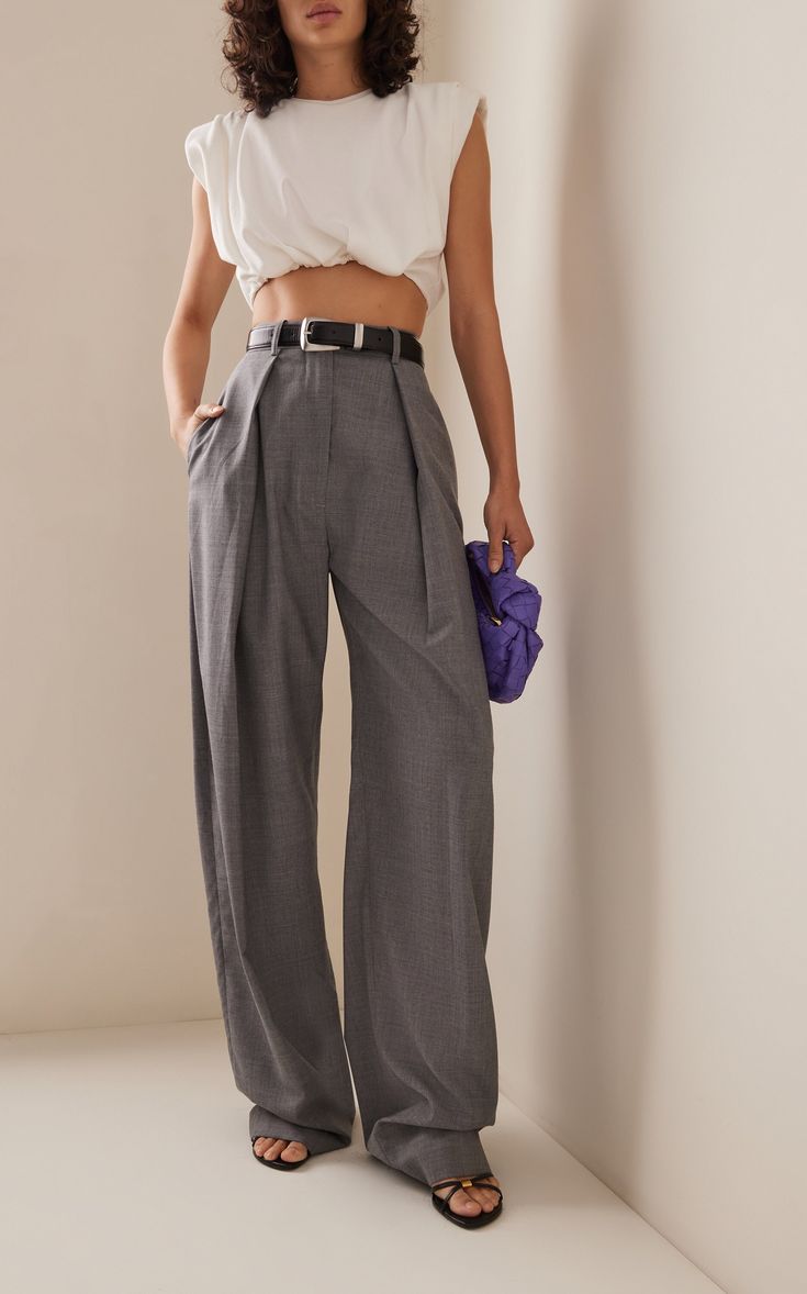 Elevate your office wardrobe with these Custom-made Grey Pleated Formal Pants. Tailored for a semi-flair, loose fit, and high-waisted design, they offer both style and comfort for any occasion. Perfect for office wear or casual outings, every pair is meticulously crafted to ensure a flattering fit and timeless elegance. Experience authenticity and superior quality with these versatile, chic pants. Embrace sophistication with a touch of ease and shop now to refine your attire. Product Features: High-Quality Fabric: Crafted from premium grey fabric, offering durability and a sophisticated look. Wide-Leg Design: Features a wide-leg silhouette, ensuring comfort and a contemporary style. Pleated Detail: The trousers are accentuated with elegant pleats, adding a touch of refinement. High Waist: Office High Waist Wide Leg Pants With Welt Pockets, Tailored High-waisted Dress Pants For Office, High-waist Dress Pants For Business In Spring, Business Pants With Belt Loops, Tailored High-waisted Dress Pants For Work, High-waisted Work Pants For Office With Welt Pockets, Tailored High Waist Work Pants, Workwear Dress Pants With Belt Loops, Straight Work Pants With Belt Loops For Office