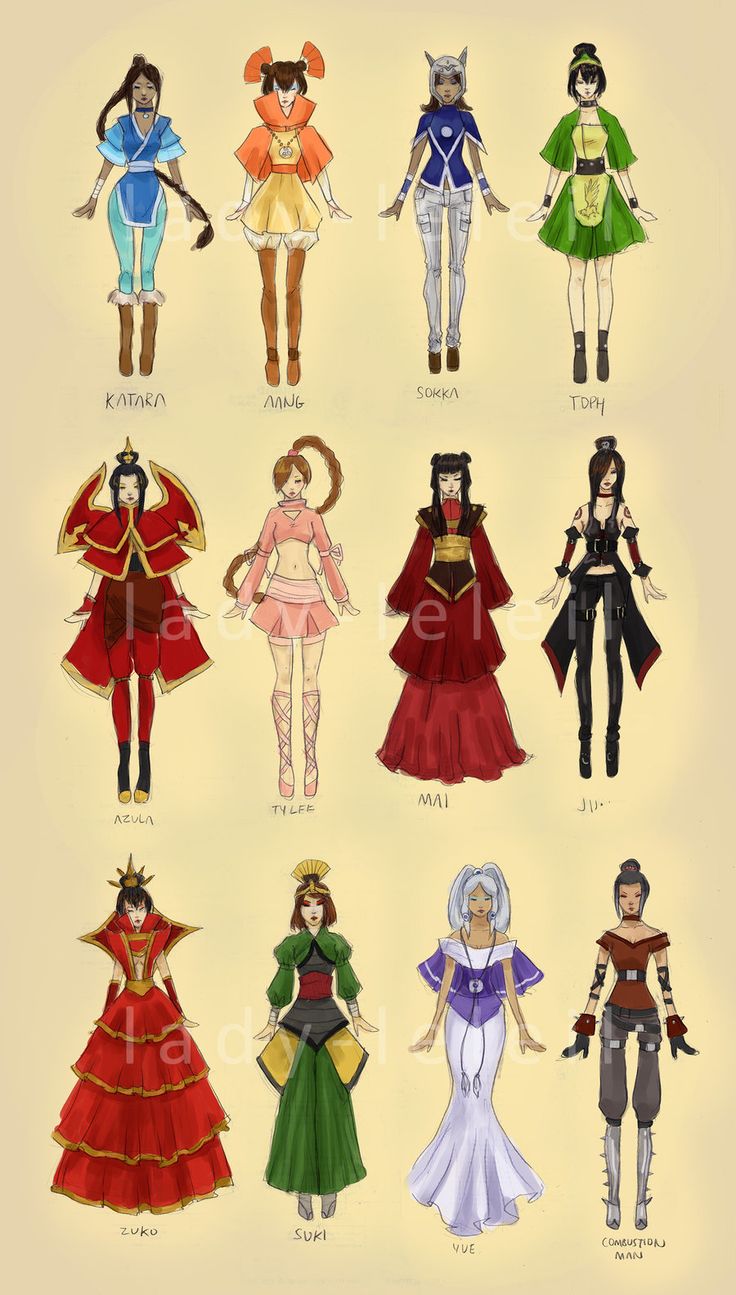 an image of different types of women's costumes