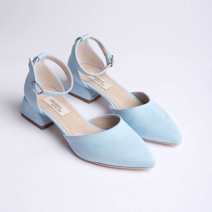 BLUE SUEDE SHOES, BLUE WEDDING SHOES, BLUE LOW HEELS, BABY BLUE SHOES, WEDDING HEELS, BLUE BLOCK HEELS, LIGHT BLUE BRIDAL SHOES, ANKLE STRAP HEELS As Eleanor Louise, we stand out with our Blue Suede heeled shoes that combine style and comfort. Specifically designed for brides, these shoes are crafted with high-quality materials. * Made from Blue Suede and Premium Vegan Leather, our shoes are equipped with an ankle strap that provides comfort throughout the day. * Completing your style and boosti Baby Blue Wedding Shoes, Blue Kitten Heels For Evening In Spring, Blue Kitten Heels For Spring Evening, Blue Pointed Toe Kitten Heels For Spring, Blue Kitten Heels For Spring Formal Occasions, Blue Kitten Heels For Spring Formal Events, Blue Kitten Heels For Summer Evenings, Blue Kitten Heels For Spring Formal, Blue Kitten Heels With Heel Strap For Evening