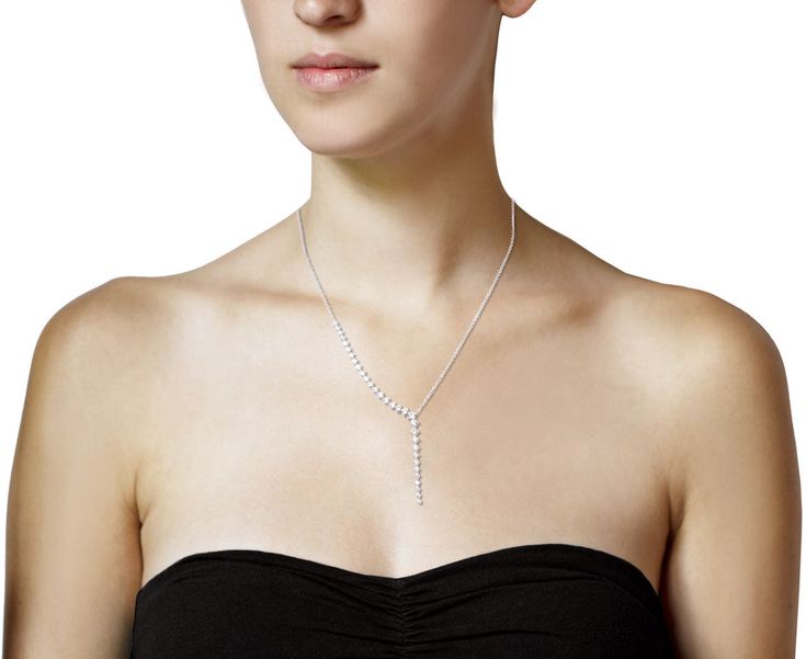 Modern, geometric and statement-making, this Melissa Kaye necklace will add a punch of edgy sparkle to any collection. The adjustable 18K white gold chain gold has round, white diamonds set along the bottom of it which connects to the dramatic diamond cascade that hangs below. Each diamond is set in tiny 18K white gold prongs. With its style-defining look, it's perfect worn alone but even better layered with your other favorites. total length : adjustable : 14 3/4" and 16" : 18K white gold18K wh Cascade Necklace, Diamond Tennis Necklace, Anita Ko, Cathy Waterman, Heirlooms Jewelry, Hammered Sterling Silver, Tennis Necklace, Diamond Pendant Necklace, White Diamonds