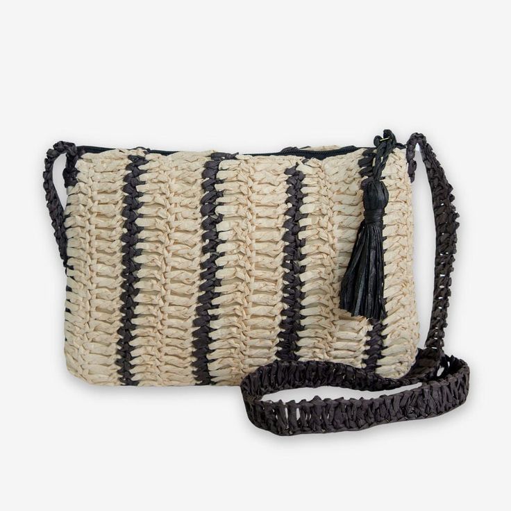 Kai Striped Raffia Crossbody Black Human Hands, Human Hand, Vacation Mode, Accessories Store, Accessories Branding, Bracelet Stack, Brass Hardware, 7 H, Women Empowerment