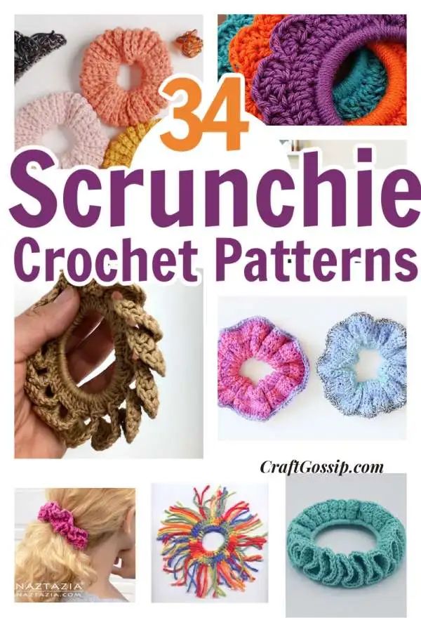 crochet patterns for scrunchies are featured in the book 34 crochet stitches