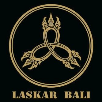 the laskar ball logo on a black and gold background with an ornate design in the center