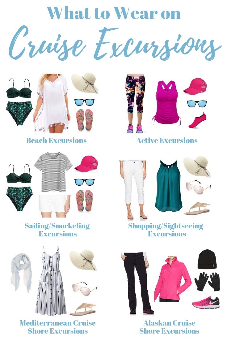 what to wear on cruise excursions with text overlaying the top and bottom