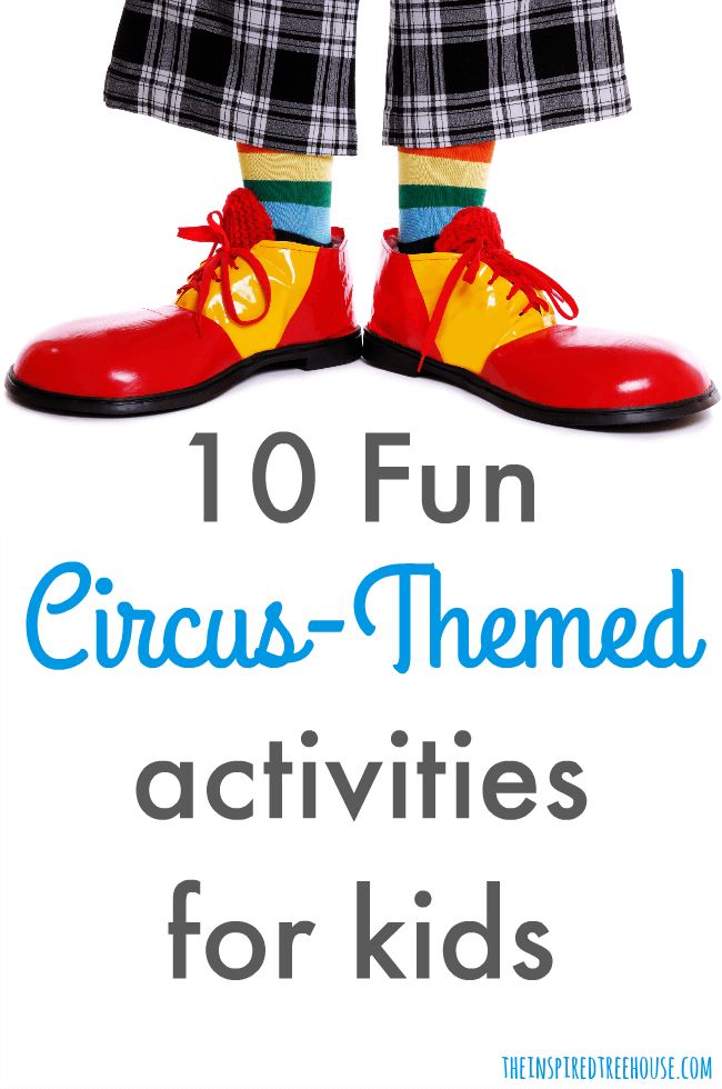 a pair of red shoes with the words 10 fun circus - themed activities for kids