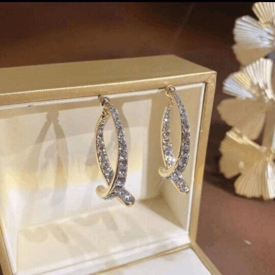 Elegant Cubic Zirconia Hoop Earrings With Bling, Elegant Round Sparkling Hoop Earrings, Elegant Bling Hoop Earrings For Anniversary, Silver Cubic Zirconia Bling Earrings, Elegant High-quality Gold Jewelry, Modern Diamond Earrings For Gifts, Modern Silver Hoop Earrings For Party, Silver Hoop Earrings With Bling For Wedding, Silver Bling Hoop Earrings For Wedding