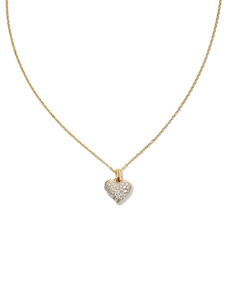 Celebrate a love that’s made to last forever. Studded with radiant jewels, the Madeline 14k Yellow Gold Pendant Necklace in White Diamond is our most glamorous take on the nostalgic heart shape. This sweet style is the elevated essential, designed to be loved for a lifetime. We have taken steps to ensure that, when applicable, our diamonds are conflict free by requiring our suppliers to comply with the Kimberley Process. Metal 14k Yellow Gold Material White Diamond Closure Spring Ring Clasp Size Formal Diamond Heart Charm Jewelry, Classic Gold Diamond Necklace With Heart Charm, Classic Diamond Jewelry With Heart Charm, Luxury Heart Cut Necklace With Pave Setting, 14k Gold Pave Setting Necklaces For Anniversary, 14k Gold Necklaces With Pave Setting For Anniversary, Heart-shaped Single Cut Diamond Jewelry For Formal Occasions, Luxury Heart Cut Necklaces With Pave Setting, 14k Gold Pave Setting Necklace For Anniversary