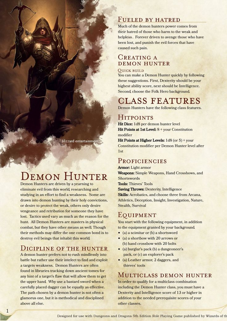 an image of a page from the book demon hunter, with text and pictures on it