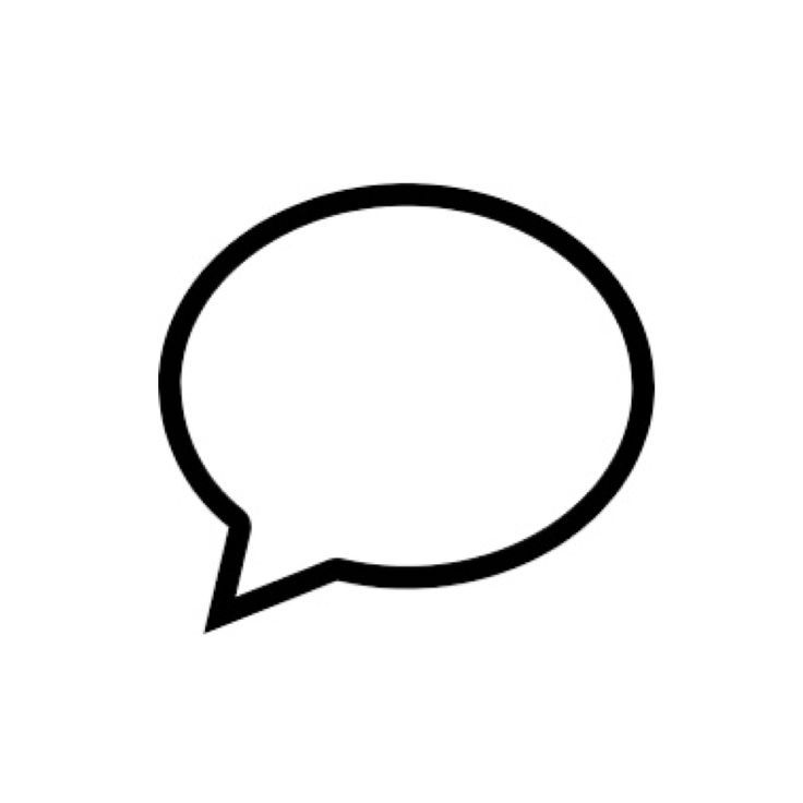 a black and white speech bubble icon