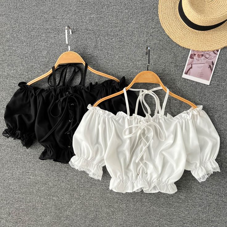 Chiffon Casual Blouse Women Elastic Waist Ruffled Off White Trendy Puff Sleeve Crop Top, Trendy White Puff Sleeve Crop Top, White Puff Sleeve Crop Top For Party, White Off-shoulder Crop Top With Ruffles, Casual Blouse Women, Expensive Fashion, Crop Top Set, Crochet Blouse, White Colors