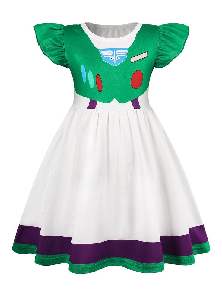 PRICES MAY VARY. Buzz Lightyear girls dress casual short sleeve green buzz dress fantastic cartoon cosplay dress up. This girl's buzz lightyear dress is made from a premium soft and comfortable fabric. Take your kids on a wonderful story tour. This dress is digitally printed with cartoon graphics clearly visible. Girls' green buzz lightyear dress is the best gift for your little girl. Perfect for everyday, Christmas, Halloween, shopping, vacation, role-playing games, outdoor activities, running Adventure Costume, Buzz Costume, Outfit Birthday Party, Lightyear Costume, Buzz Lightyear Costume, Toddler Fancy Dress, Birthday Party Princess, Games Outdoor, Cartoon Graphics