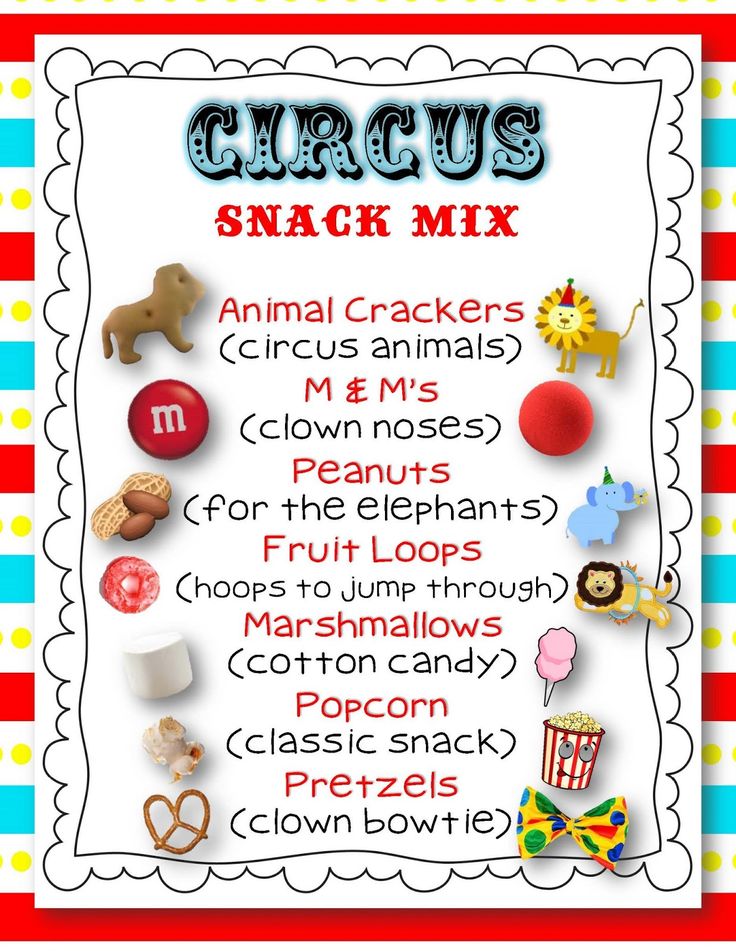 an animal cracker mix is shown with the words circus written in front of it