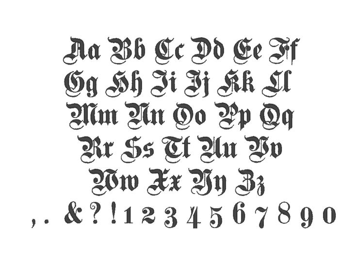 an old english alphabet with the letters in gothic style, including capital and numerals