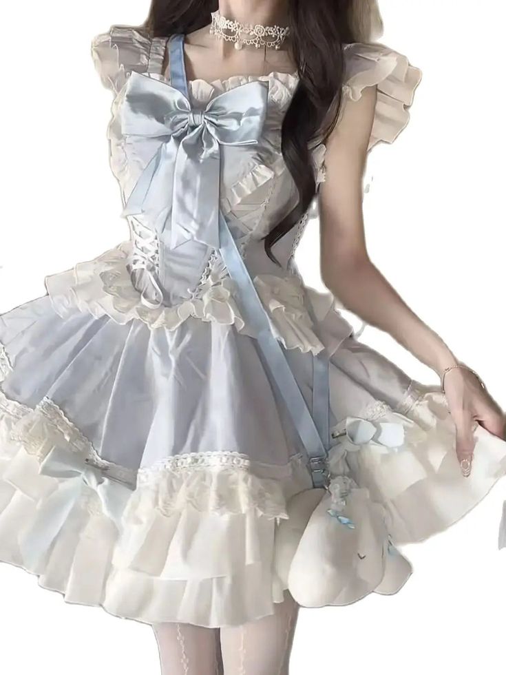 Daiiibabyyy Japan New Original Design Sweet Bow Tie Wedding Princess Dress Women Lolita Dress Summer Princess Dress Women, Wedding Princess Dress, Royal Clothes, Split Long Dress, Bustle Dress, Bow Tie Wedding, Princess Wedding Dresses, Princess Wedding, Midi Maxi Dress